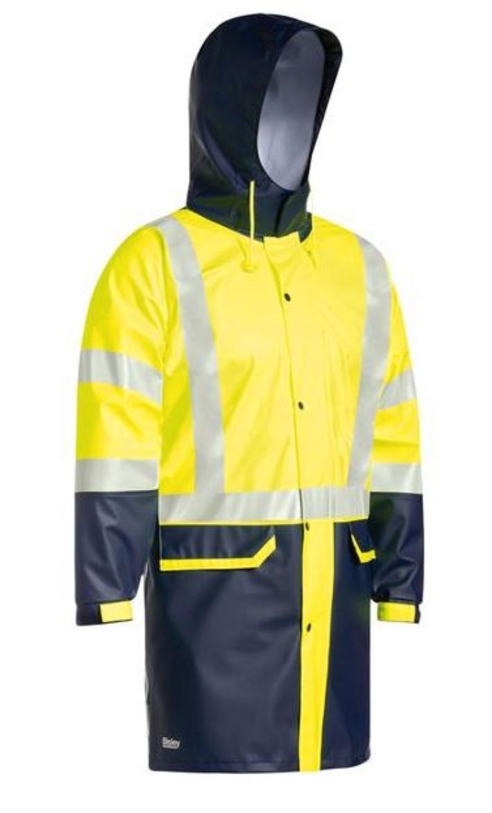Picture of Taped Hi Vis Stretch Pu Rain Coat With Concealed Hood (Waterproof)