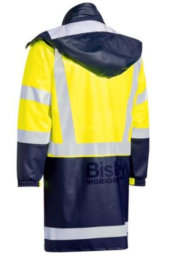 Picture of Taped Hi Vis Stretch Pu Rain Coat With Concealed Hood (Waterproof)