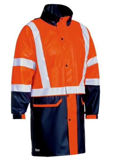 Picture of Taped Hi Vis Stretch Pu Rain Coat With Concealed Hood (Waterproof)