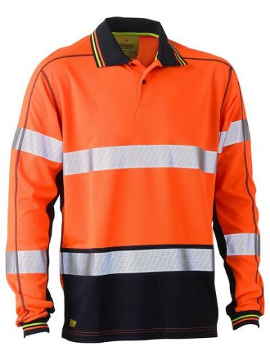 Picture of Taped Hi Vis Polyester Mesh Polo Long Sleeve