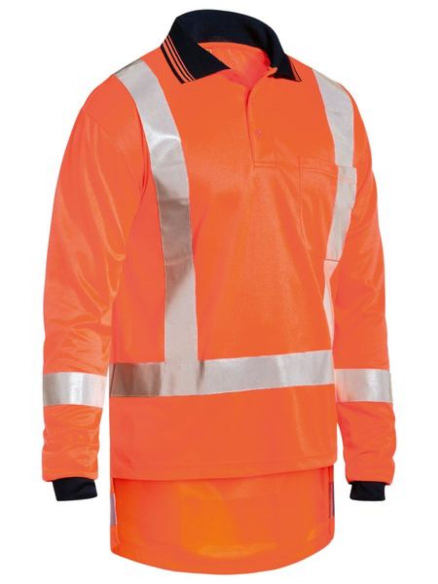 Picture of Taped TTMC Hi Vis Cool Vented Polyester Micromesh Polo Long Sleeve