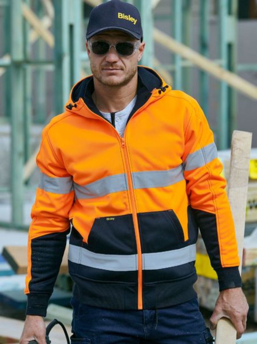 Picture of Taped Hi Vis Zip Fleece Hoodie With Sherpa Lining