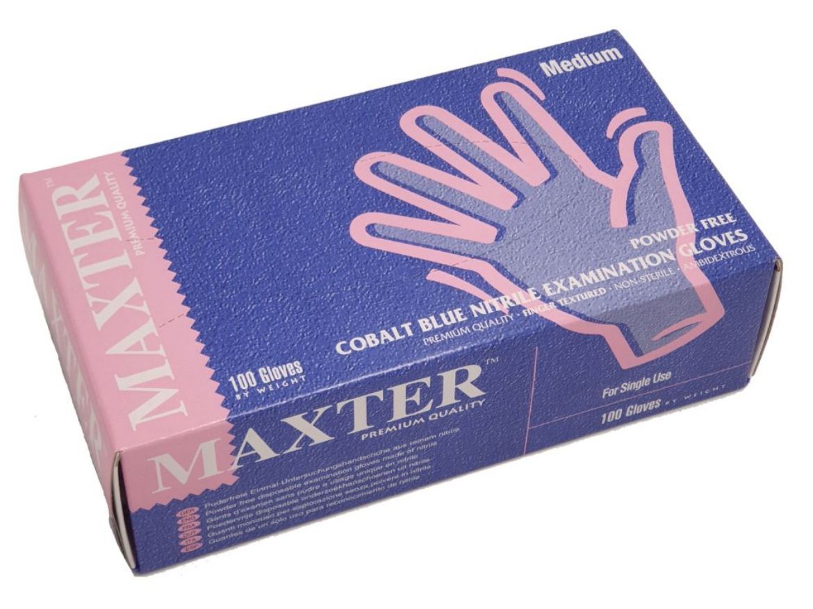 Picture of Maxter Nitrile Powder Free Cobalt Blue Gloves -  Box Of 100 Pieces