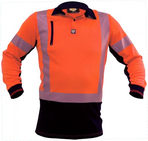 Picture of Caution D/N L/S Microvent Polo