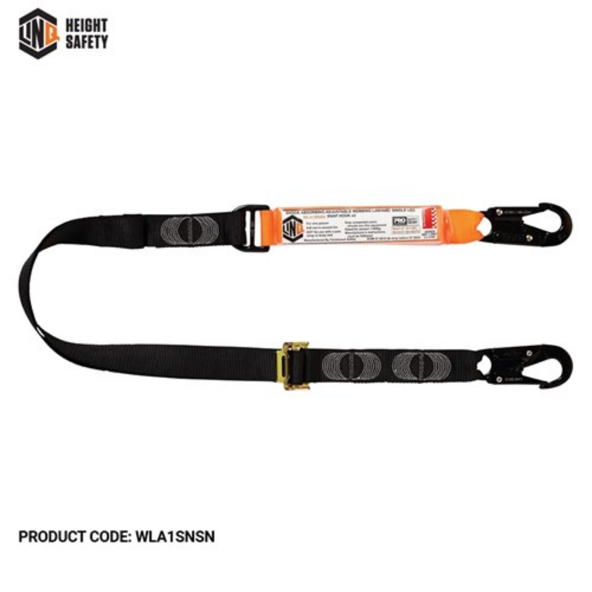 Picture of Shock Absorbing Webbing Lanyard Adjustable Single Leg; 2x Snap Hook