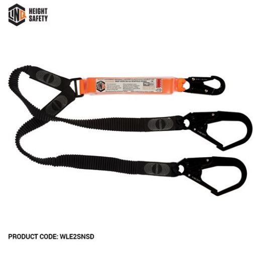 Picture of Shock Absorbing Webbing Lanyard Elasticated Double Leg with Scaff Hook