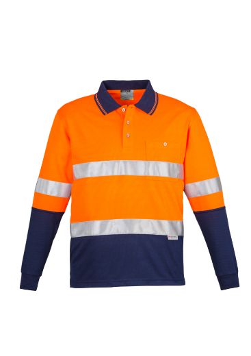 Picture of Mens Hi Vis Spliced L/S Polo - Hoop Taped