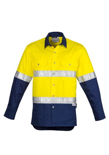 Picture of Mens Hi Vis Spliced Industrial L/S Shirt - Hoop Taped