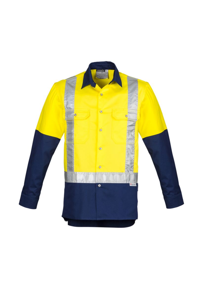Picture of Mens Hi Vis Spliced Industrial L/S Shirt - Shoulder Taped