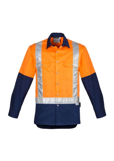 Picture of Mens Hi Vis Spliced Industrial L/S Shirt - Shoulder Taped