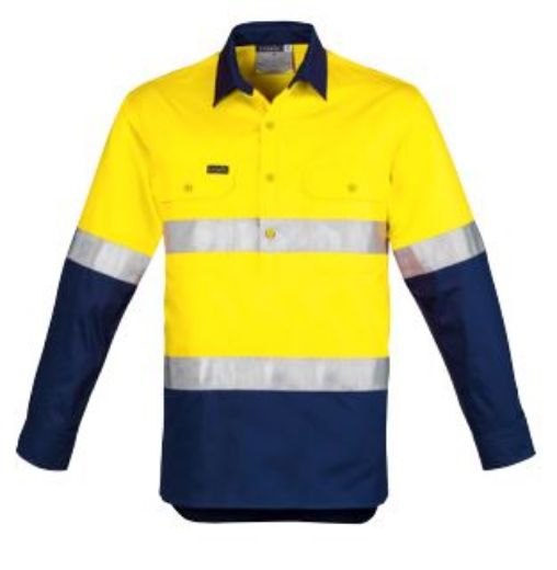 Picture of Mens Hi Vis Closed Front L/S Shirt - Hoop Taped