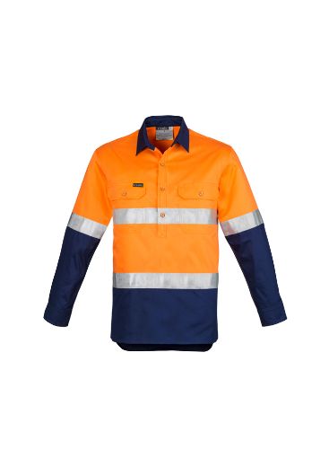 Picture of Mens Hi Vis Closed Front L/S Shirt - Hoop Taped