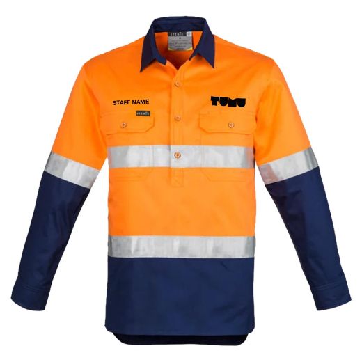 Picture of Mens Hi Vis Closed Front L/S Shirt - Hoop Taped